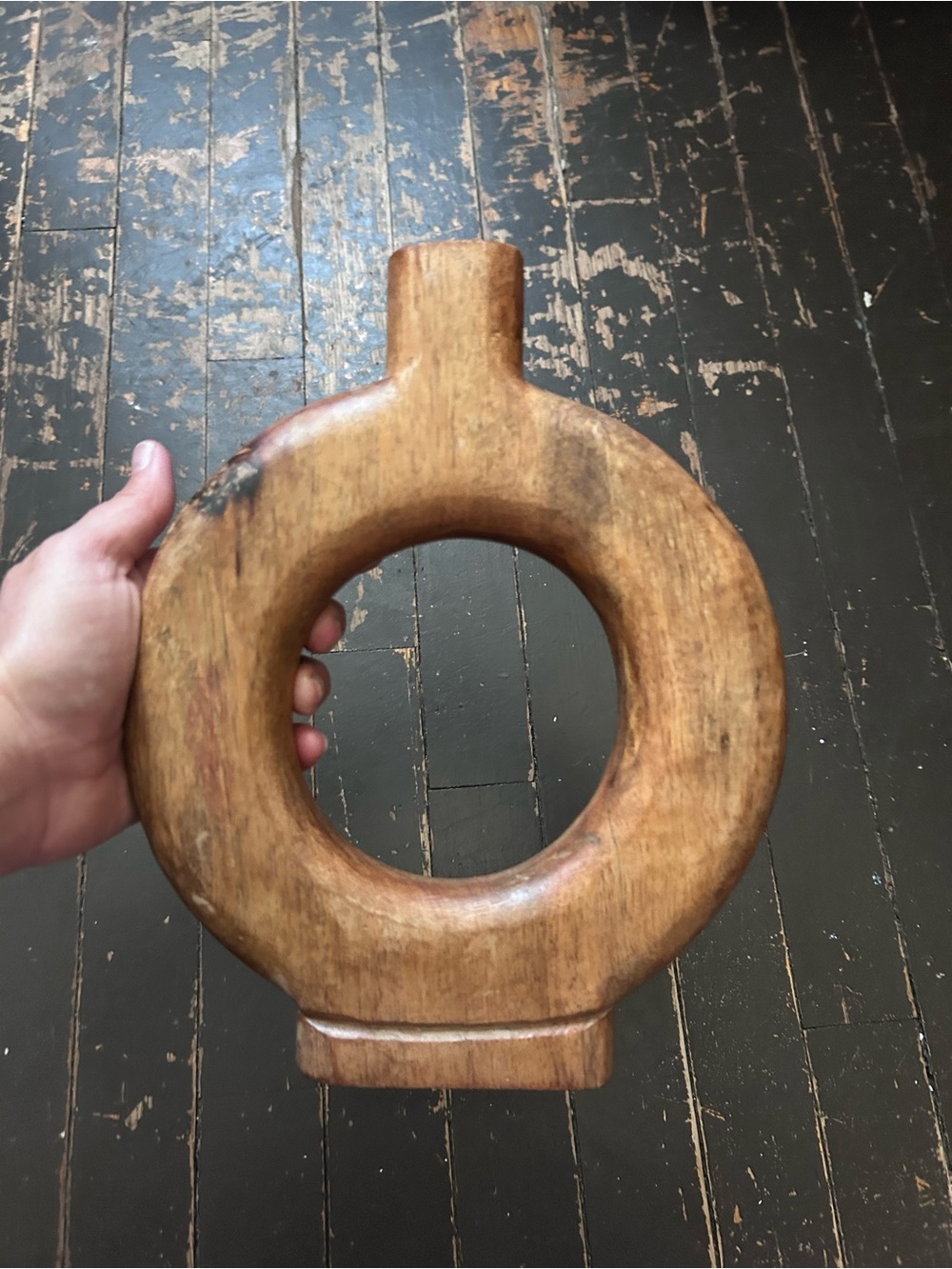Solid Wood Donut Shaped Vase